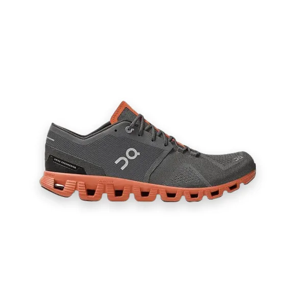 On Cloud X Grey And Orange Shoes 1