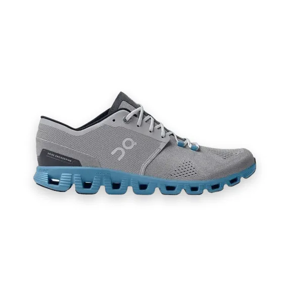 On Cloud X Shoes Gray On Blue 1
