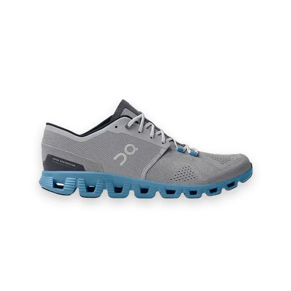 On Cloud X Shoes Grey On Blue 1